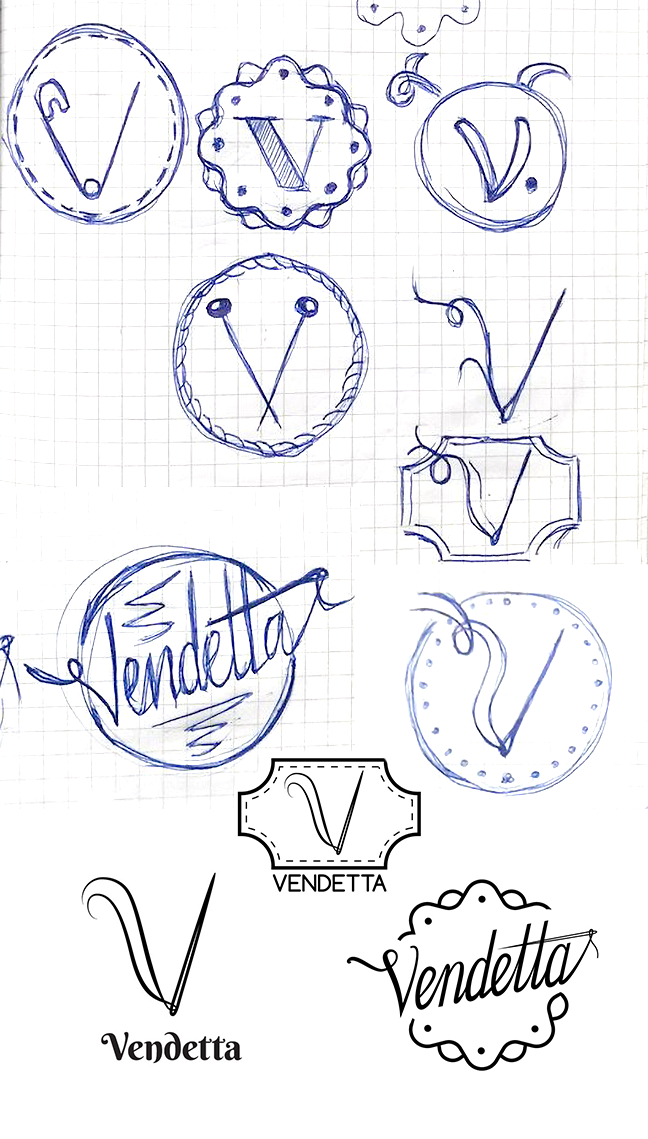 Vendetta - Sketching and brainstorming process.